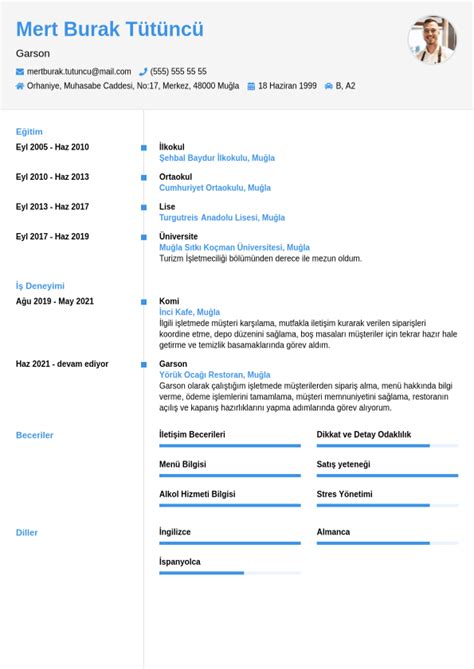 Garson CV Örnekleri Jobseeker