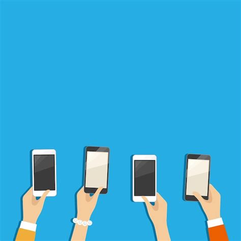 Premium Vector Four Hands Holding Smartphones Flat Style Vector