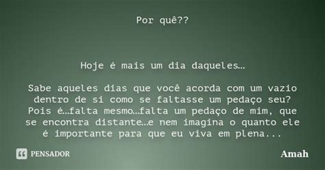 Por quê Hoje é mais um dia Amah Pensador