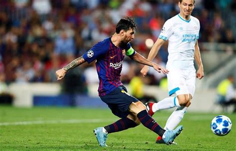 Champions League Lionel Messi Y Su Hat Trick Ante El Psv