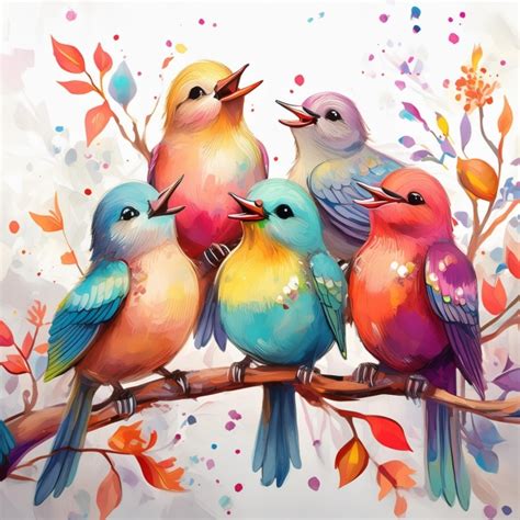 Cute Tweeting Birds Art Print Free Stock Photo Public Domain Pictures