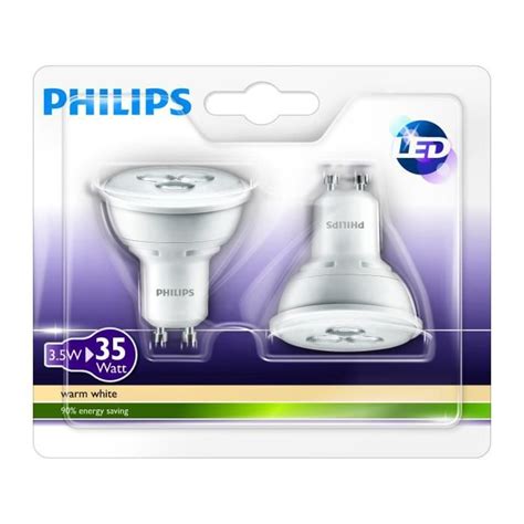 Philips Lot De 2 Ampoules Spot Led Gu10 35w Cdiscount Bricolage