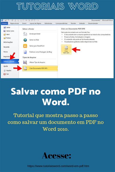 O Word permite que os usuários salvem documentos no formato PDF Ao