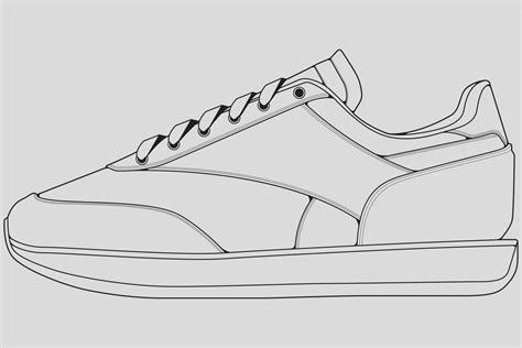 Shoes Sneaker Outline Drawing Vector Sneakers Drawn In A Sketch Style