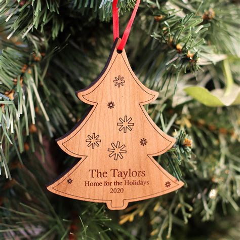 Personalized Christmas Tree Wooden Ornament Smiling Tree