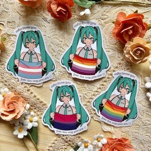 LGBT Hatsune Miku Stickers Lesbian Flag Pride Flag Bisexual Flag Trans Flag Etsy UK