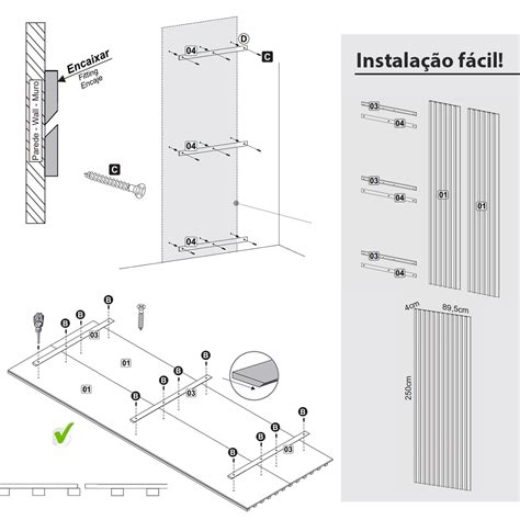 Painel Ripado Decorativo Em MDF 179cm X 250cm Dalla Costa Dalla Costa