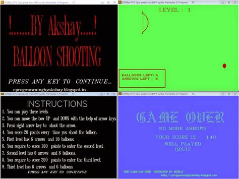 C Projects and Programming: Balloon Shooting game in cpp