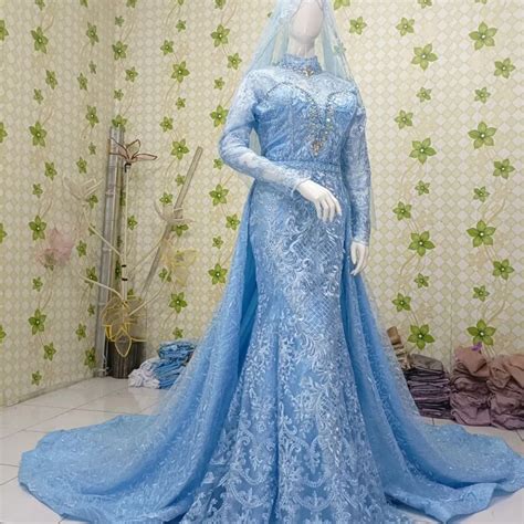 Jual Gaun Pengantin Murah Model Slim Lengkap Slayer Warna Frozen