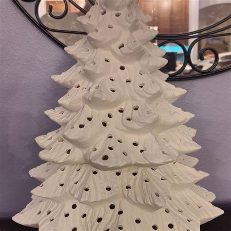 Ceramic Bisque Large Christmas Tree Set Ready To Paint Etsy