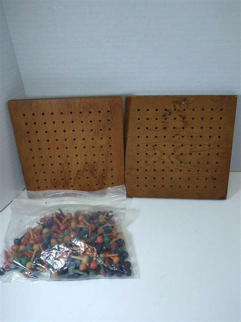 Vintage Primary Pegboard 2 Set Wood Milton Bradley Co Usa Made With