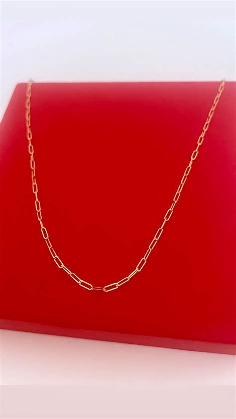 Solid 14k Gold Paperclip Chain Necklace Real Gold Paperclips Etsy