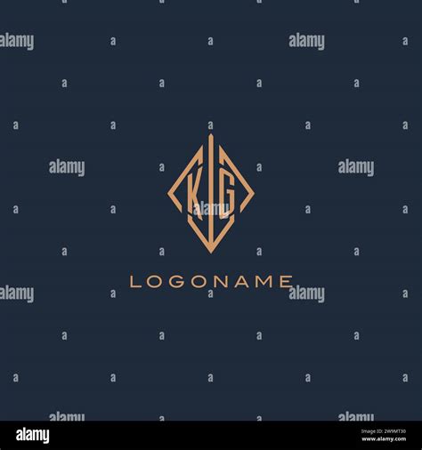 Monogram Kg Logo With Diamond Rhombus Style Luxury Modern Logo Design