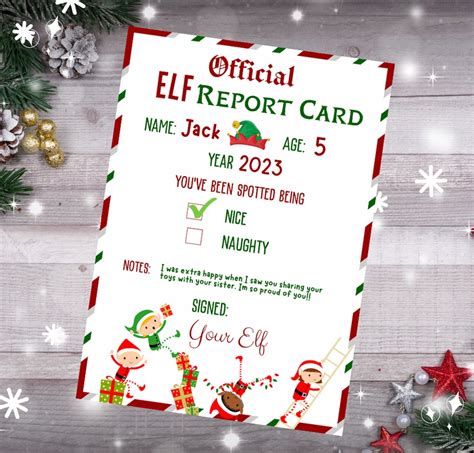 Editable Elf Report Card Christmas Elf Letter Santa Report Card