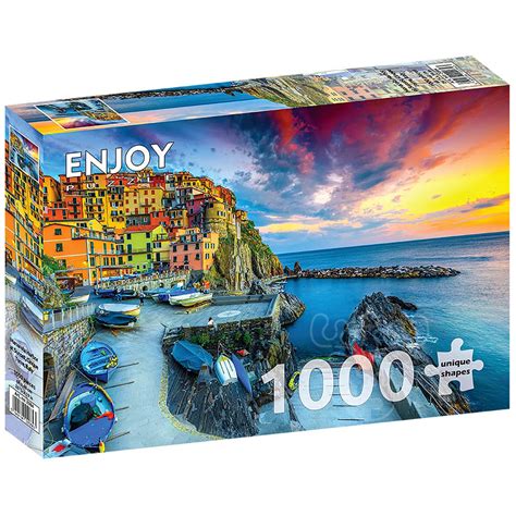 Enjoy Manarola Harbor At Sunset Cinque Terre Italy Puzzle Pcs