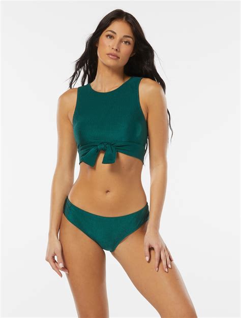 Vince Camuto Ribbed Tie Crop Bikini Top Rib Texture Tyr Sport Inc