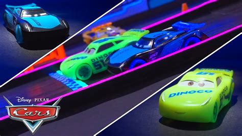 Jackson Storm Challenges Cruz Ramirez At The Glowing Racetrack Pixar