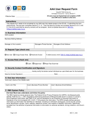 Fillable Online AAA User Request Form Fax Email Print PdfFiller