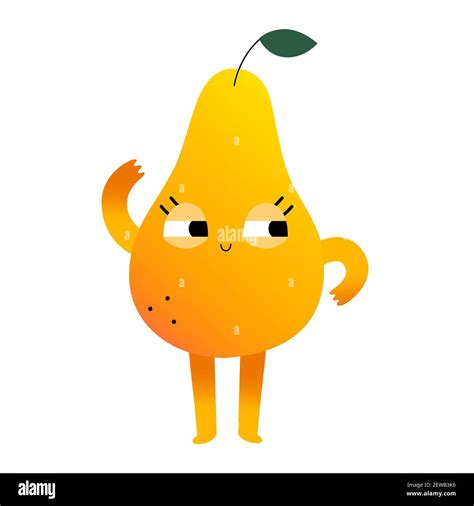 Cute Sweet Pear Fruit Character Kawaii Cartoon Fruit Character With