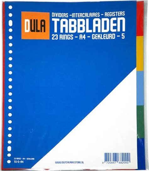 Dula Tabbladen Gekleurd Plastic Tabs A Gaten Kleuren