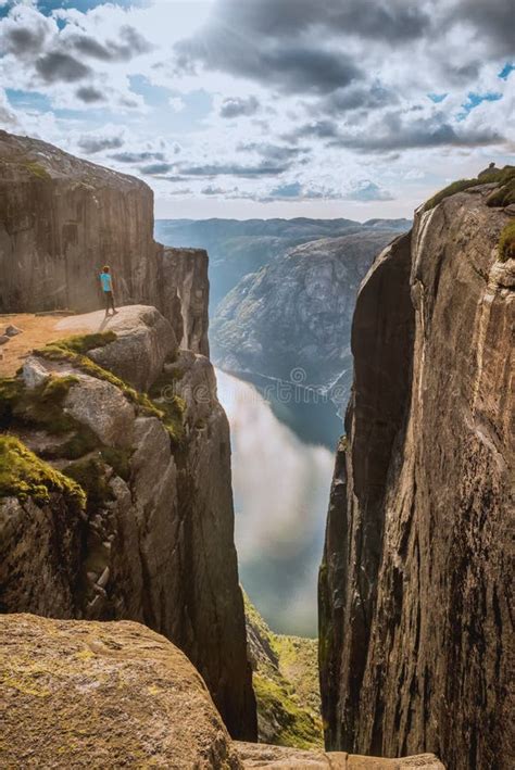 Aerial View Lysefjorden From Kjeragbolten Norway Stock Image Image Of