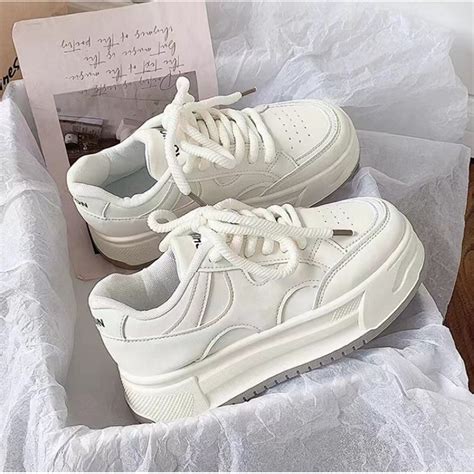 White Sneaker For Women Korean Rubber Shoes Shopee Philippines