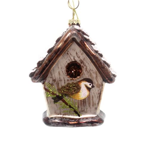 Kurt Adler 425 In Birdhouse Ornament Winter Home Little Brown Bird Tree Ornaments Birdhouse