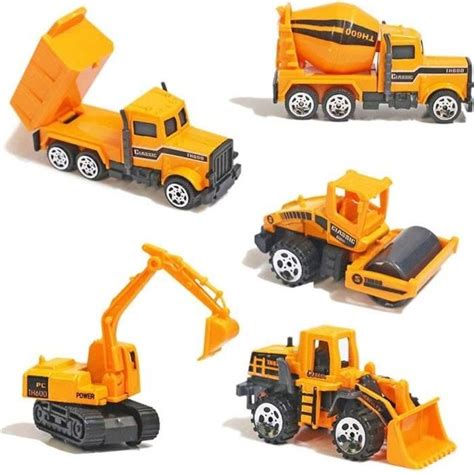 Ensemble De 5 Mini Jouets Camions Benne En Plastique Et Alliage Pour