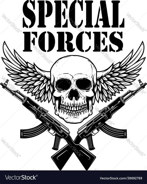 Special Forces Crossed Assault Rifles Ak Vector Image