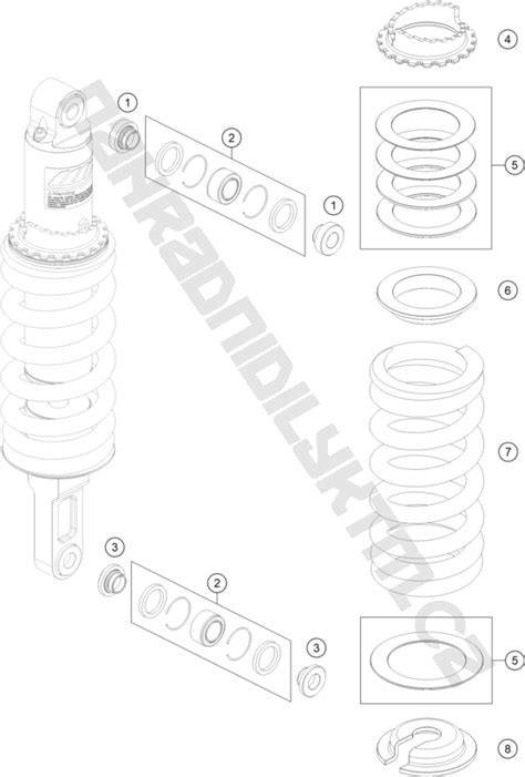 Náhradní díly KTM Schéma SHOCK ABSORBER DISASSEMBLED pro model KTM