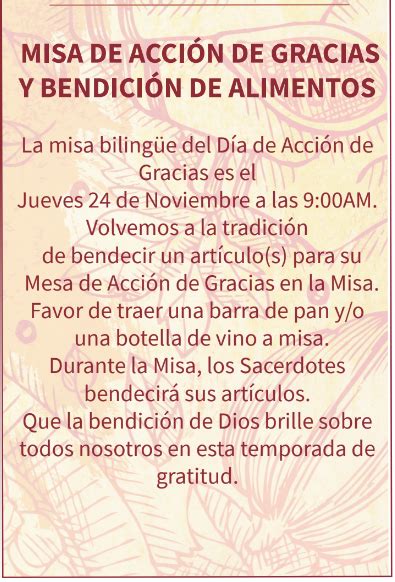 Misa de Acción de Gracias y Bendición de Alimentos St Angela Merici