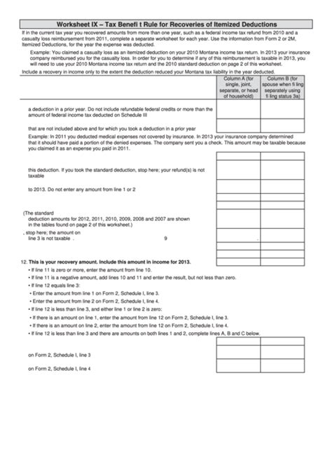 Printable Itemized Deductions Worksheet