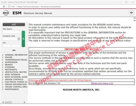 Full Set Nissan Workshop Service Repair Manual Wiring Diagram