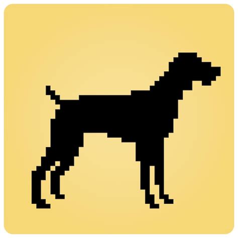 Silueta de perro de píxeles de 8 bits píxeles de animales para