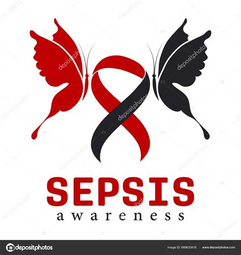 Sepsis Awareness Ribbon Health Care Prevention Ribbon Butterflies Sepsis Awareness Stock Vector ...