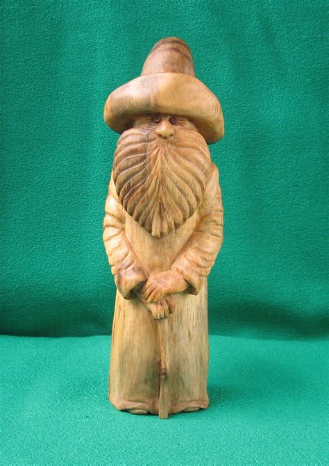 Gnome Wooden Figurine Nut Wood Carving Wooden Carved Etsy