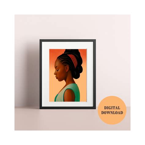 Black Woman, Side Profile, African Woman, Orange Wall Art, Printable Art, Digital Download - Etsy