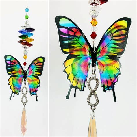 Butterfly Crystal Suncatcher Chakra Infinity T Handmade Etsy