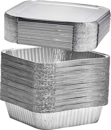 Displastible 8x8 Disposable Aluminum Pans With Lids 20 Pack Foil