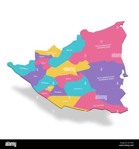 Nicaragua Political Map Of Administrative Divisions Departments And