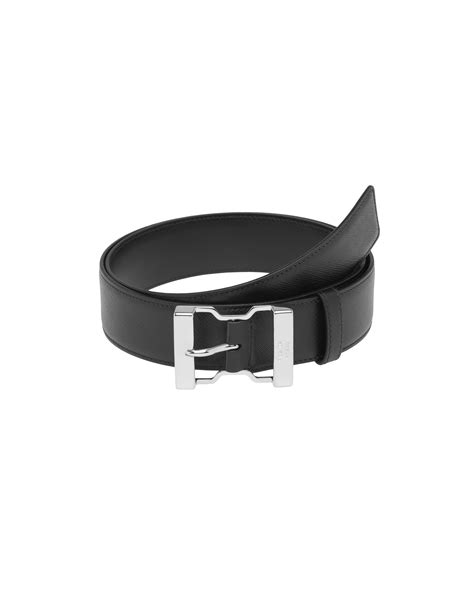 Black Saffiano Leather Belt Prada