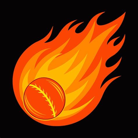 Premium Vector Cricket Ball On Fire Vector Design