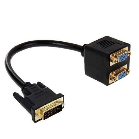 30cm Dvi 24 5 Pin Male To 2 Vga Female Splitter Converter Cable Black