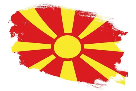 Bandera Nacional De Macedonia Del Norte Sobre Fondo Blanco Con Textura