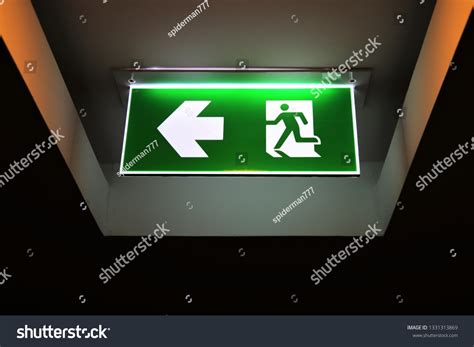 Fire Exit Sign Green Light On Stock Photo 1331313869 | Shutterstock