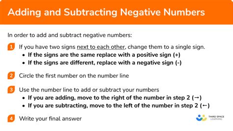 Adding And Subtracting Negative Numbers Steps Examples And Worksheet