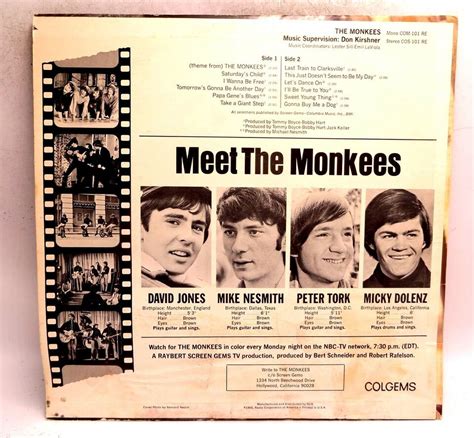 The Monkees Self Titled Colgems 101 MONO LP Vinyl Record EX