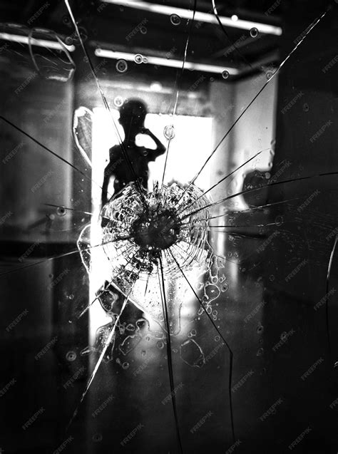 Premium Photo | Close-up of broken glass window