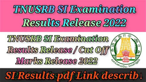 Tnusrb Si Examination Results Release Sub Inspector Exam Result