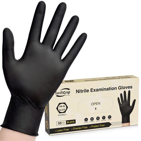 Snapklik SwiftGrip Disposable Nitrile Exam Gloves 3 Mil Black